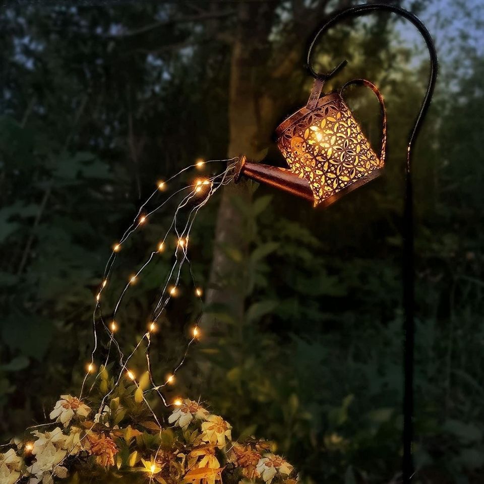 Solar Kettle Lamp Iron Watering Can Lantern
