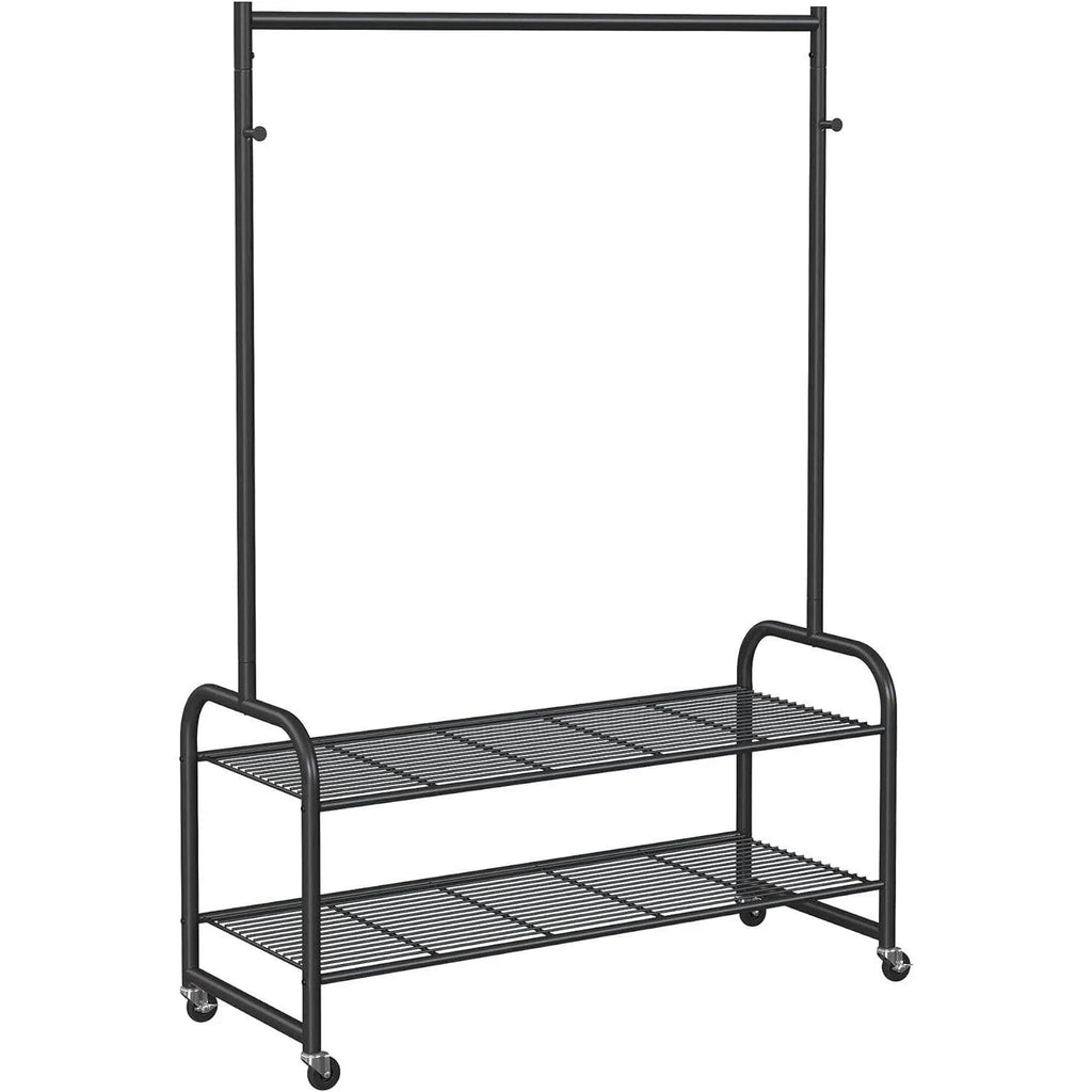 SONGMICS Clothes Rail, Coat Stand Rack Black with 2 Hooks - Bobobiy