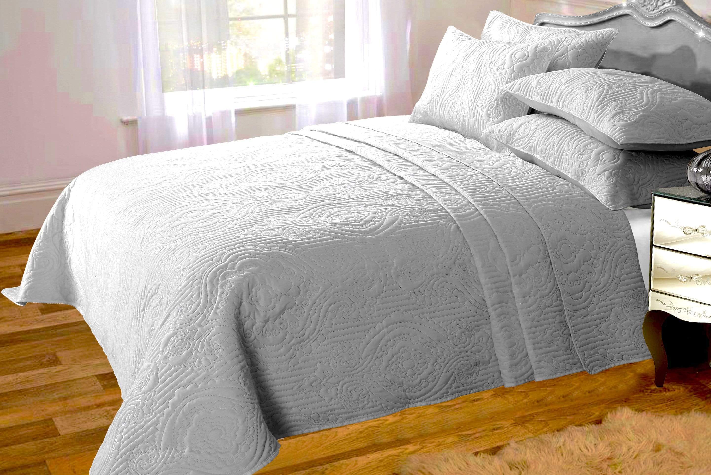 Sorrento Luxurious Embossed Quilted Bedspread Set with Versatile Comfort Ideal for Sofa or Bedding Available in Multiple Colours and Sizes
