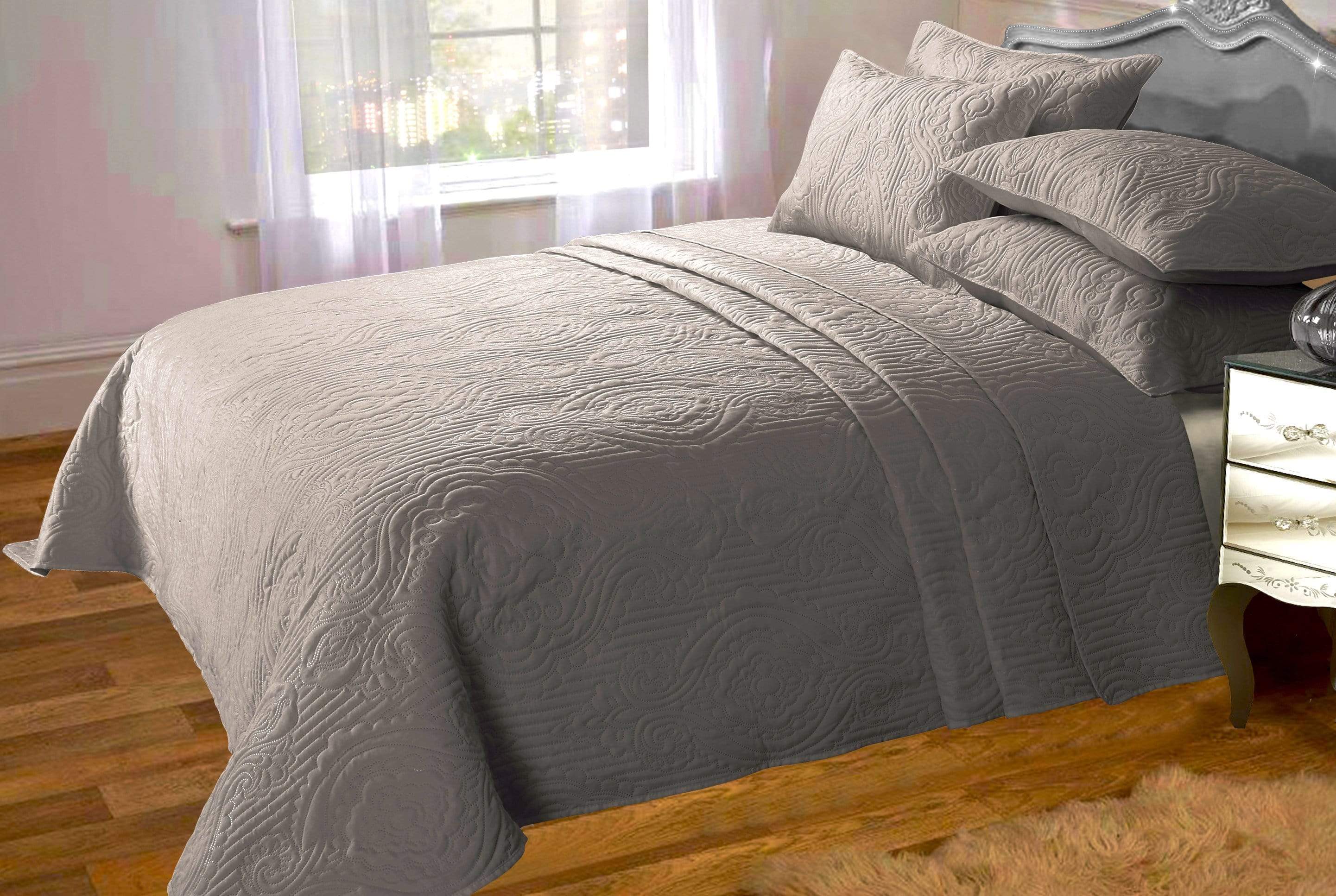 Sorrento Luxurious Embossed Quilted Bedspread Set with Versatile Comfort Ideal for Sofa or Bedding Available in Multiple Colours and Sizes