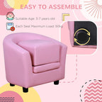 Pink toddler armchair with padded seat, side fastening shown