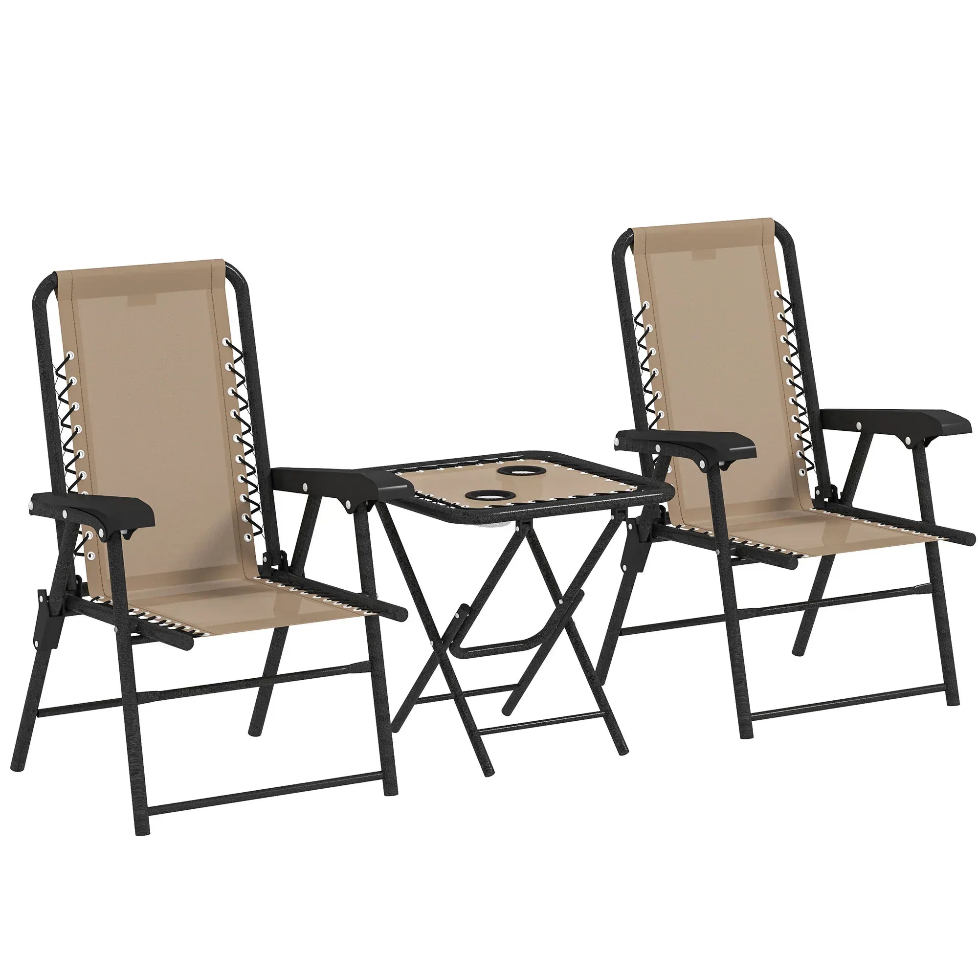 Three-Piece Garden Table and Chair Set - Khaki - Bobobiy