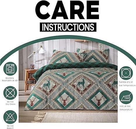 stag-printed-reversible-polycotton-duvet-cover-set-in-single-double-king-sizes-skye-collection-by-olivia-rocco-duvet-cover-945854594 - Bobobiy