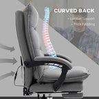 Grey curved-back massage office chair with lumbar support and thick padded seat