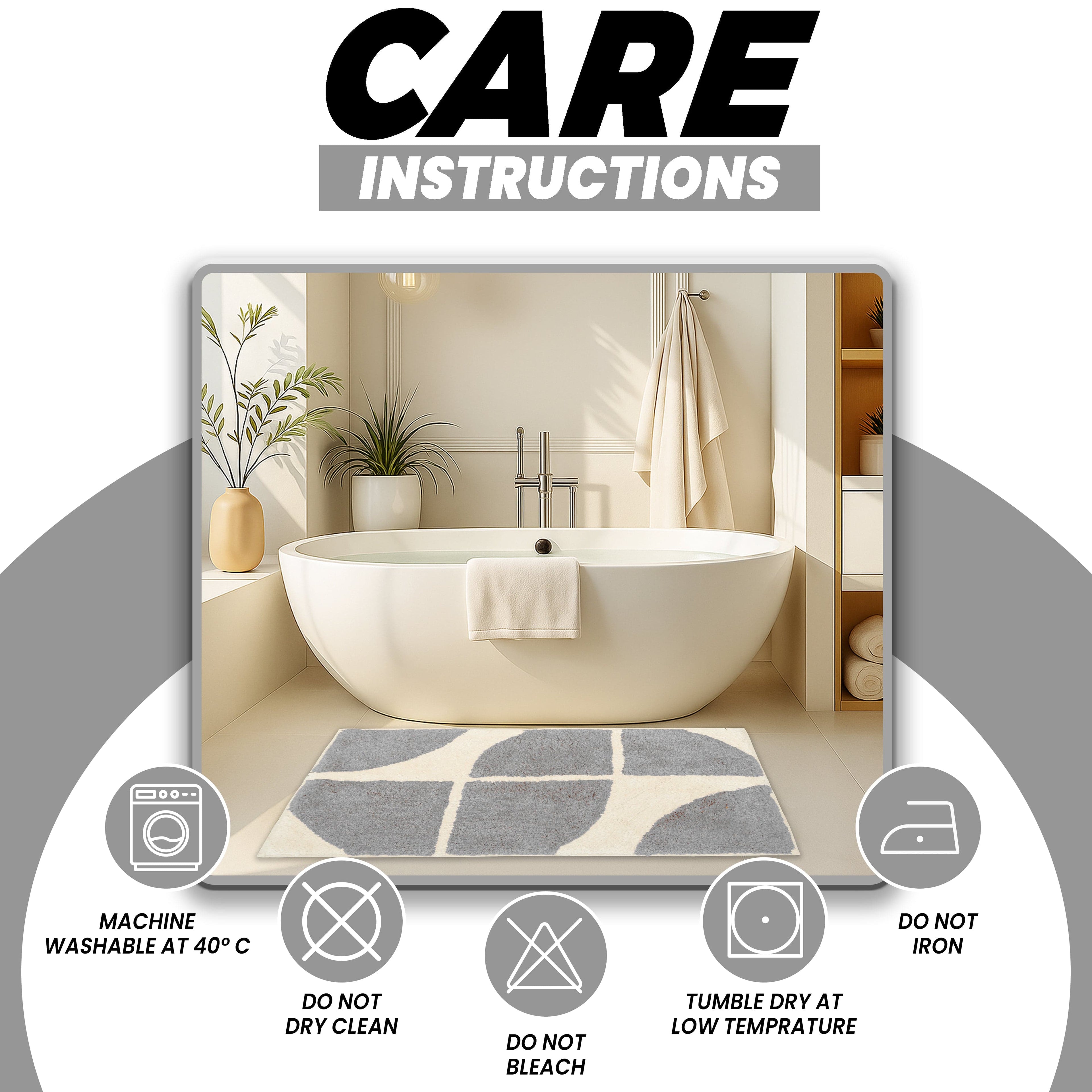 Stockholm Bath Mat Non Slip Backing Super Soft Water Absorbent Cotton Blend Mats Quick-Drying Bathroom Toilet Floor Rug