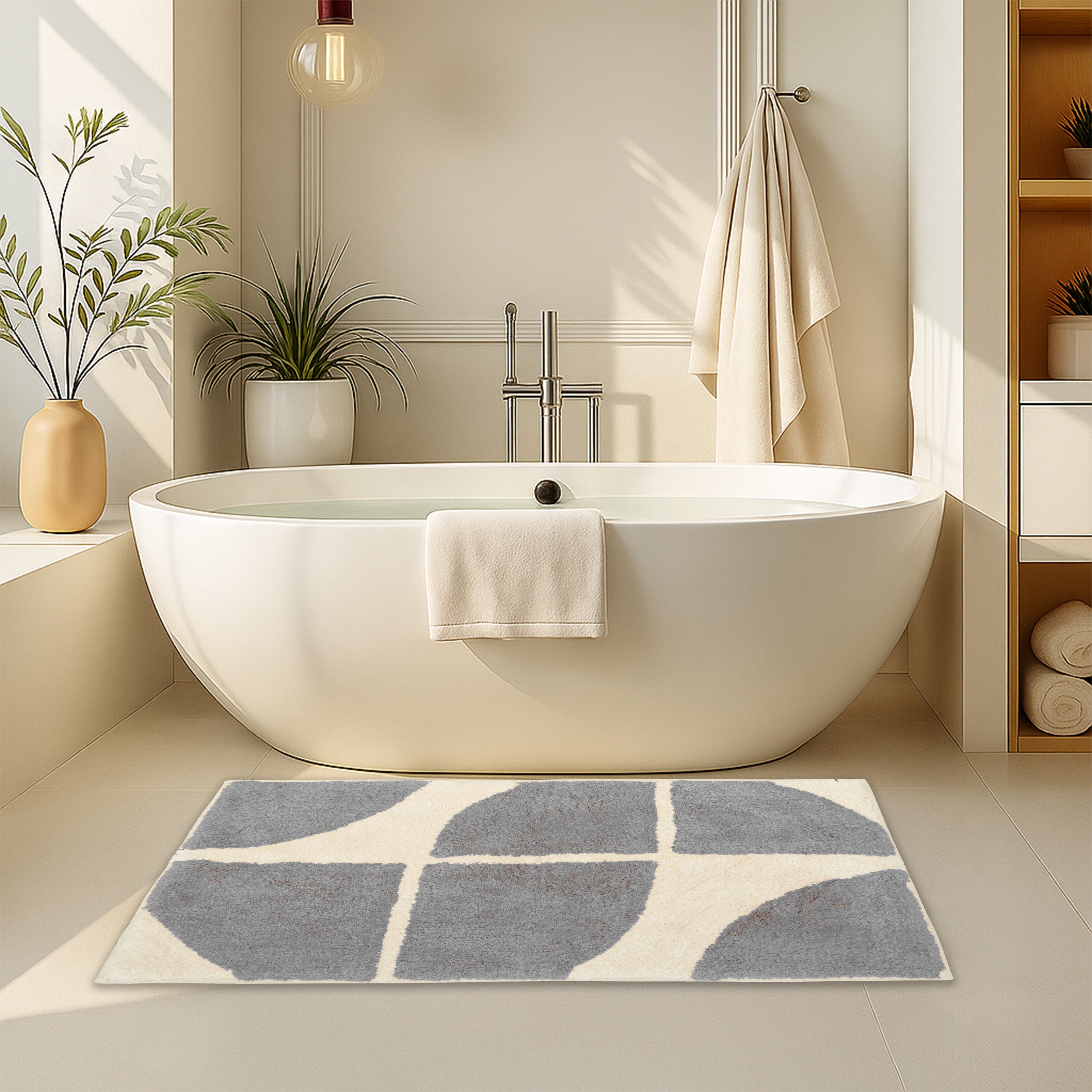 Stockholm Bath Mat Non Slip Backing Super Soft Water Absorbent Cotton Blend Mats Quick-Drying Bathroom Toilet Floor Rug