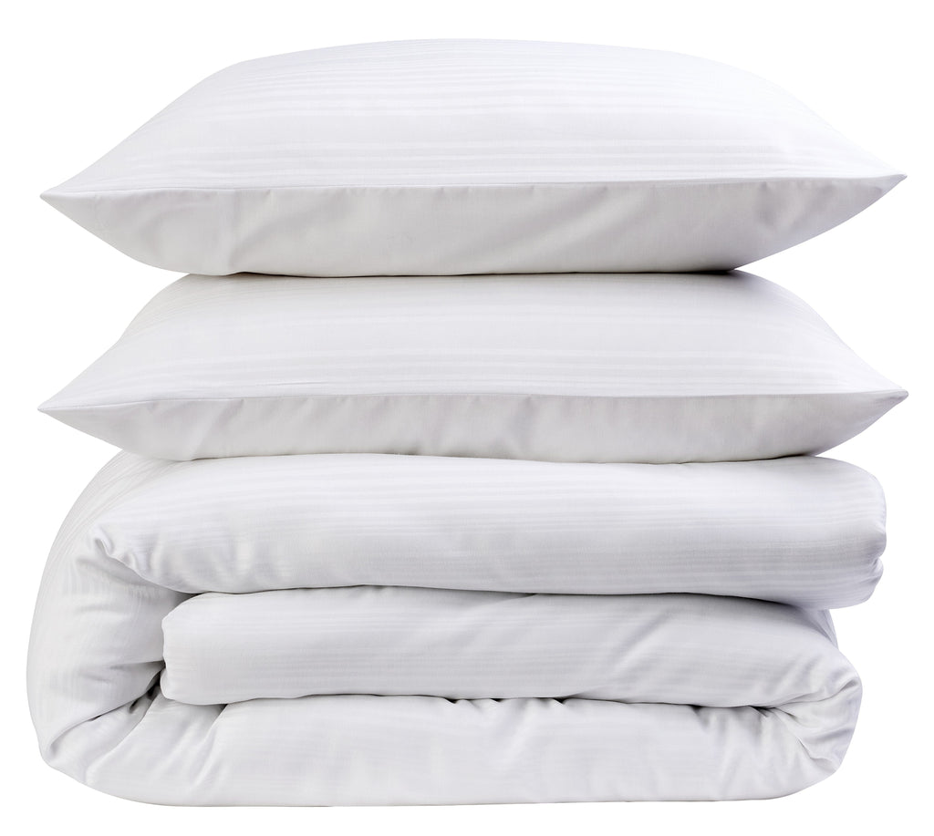 Stripe Jacquard Reversible Cotton Blend Duvet Cover Set with Pillowcases Luxurious Eco-Friendly Bedding for Master and Guest Bedrooms Multiple Sizes and Colours