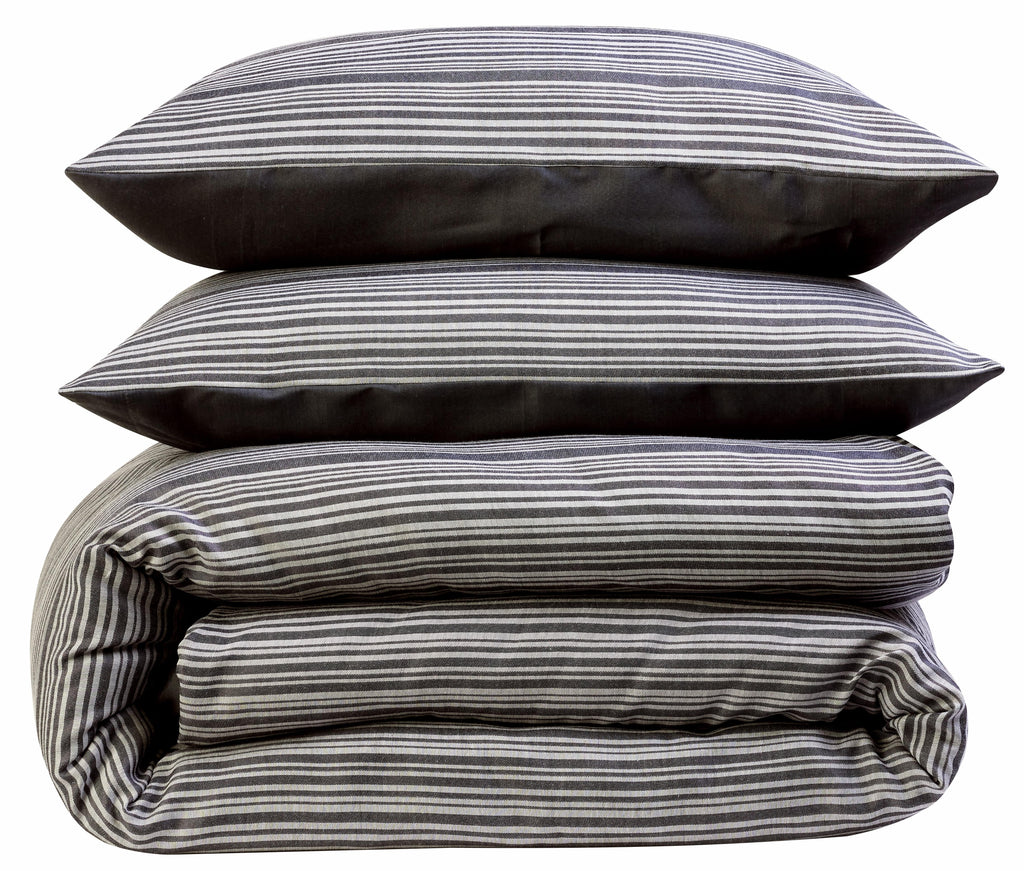 Stripe Jacquard Reversible Cotton Blend Duvet Cover Set with Pillowcases Luxurious Eco-Friendly Bedding for Master and Guest Bedrooms Multiple Sizes and Colours