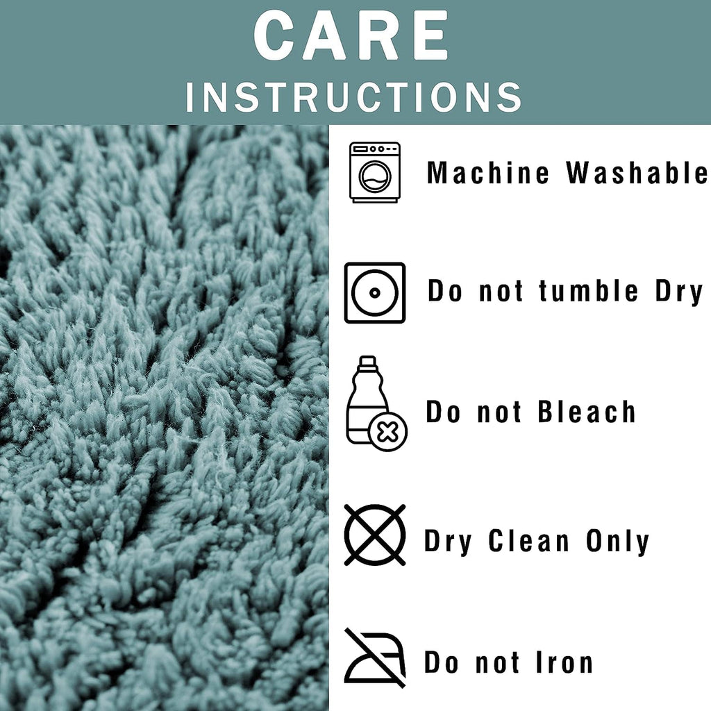 Super Soft Absorbent Non-Slip Round Tasselled Bath Mat 100% Cotton Bathroom Rug in Duck Egg Grey Natural and White