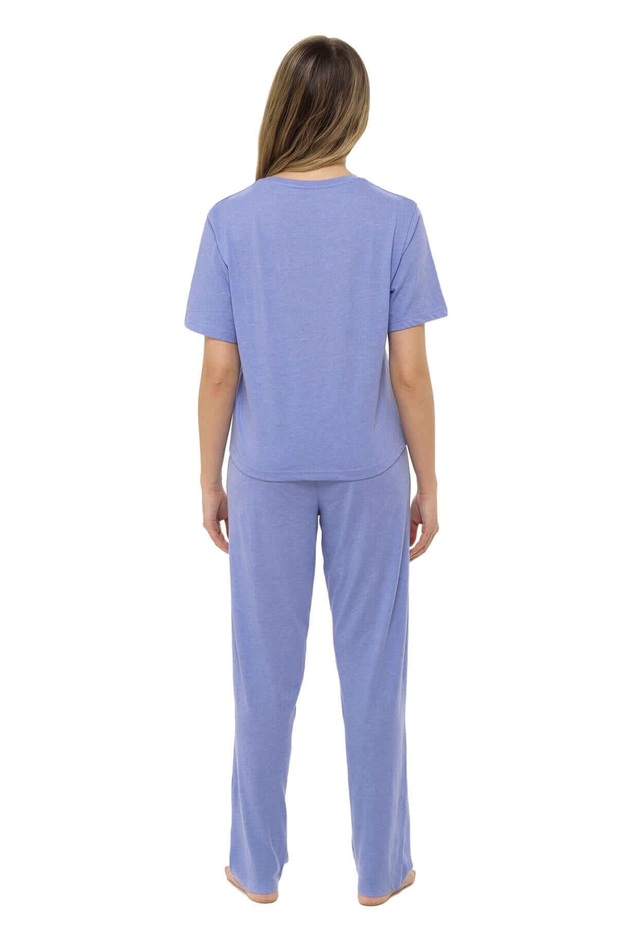 Super Soft Women's Jersey Marl Loungewear Pyjama Set Comfortable Fit Pants Trendy Design Ideal for All Seasons Blue or Grey