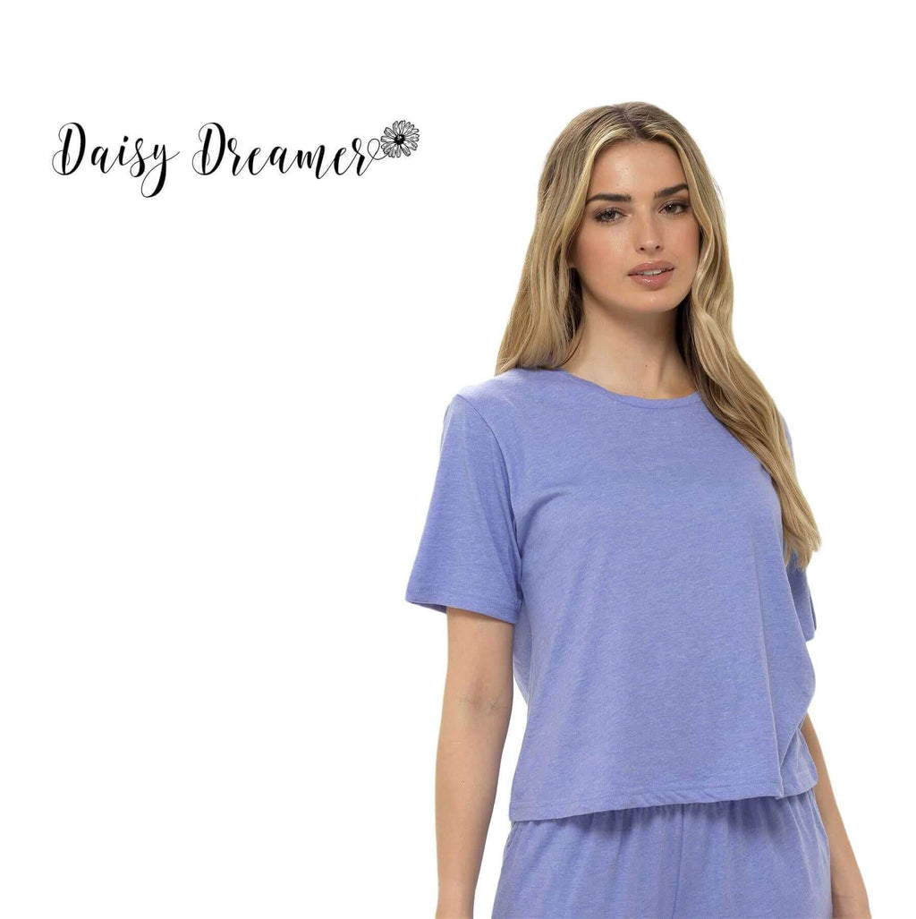 Super Soft Women's Jersey Marl Loungewear Pyjama Set Comfortable Fit Pants Trendy Design Ideal for All Seasons Blue or Grey