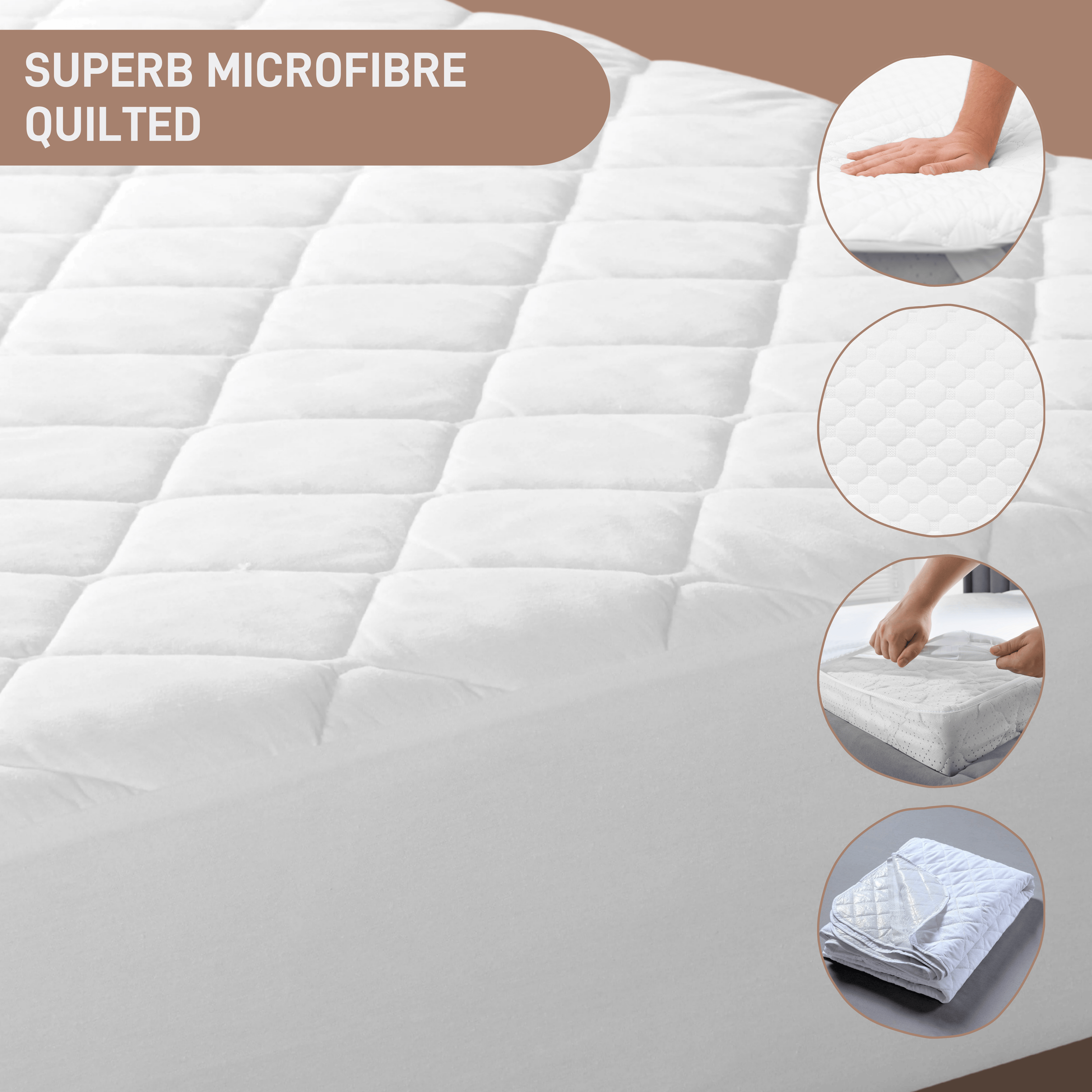 Superb Quilted Extra Deep Mattress Protector Microfibre Top for All Bed Sizes Premium Bedding Protection