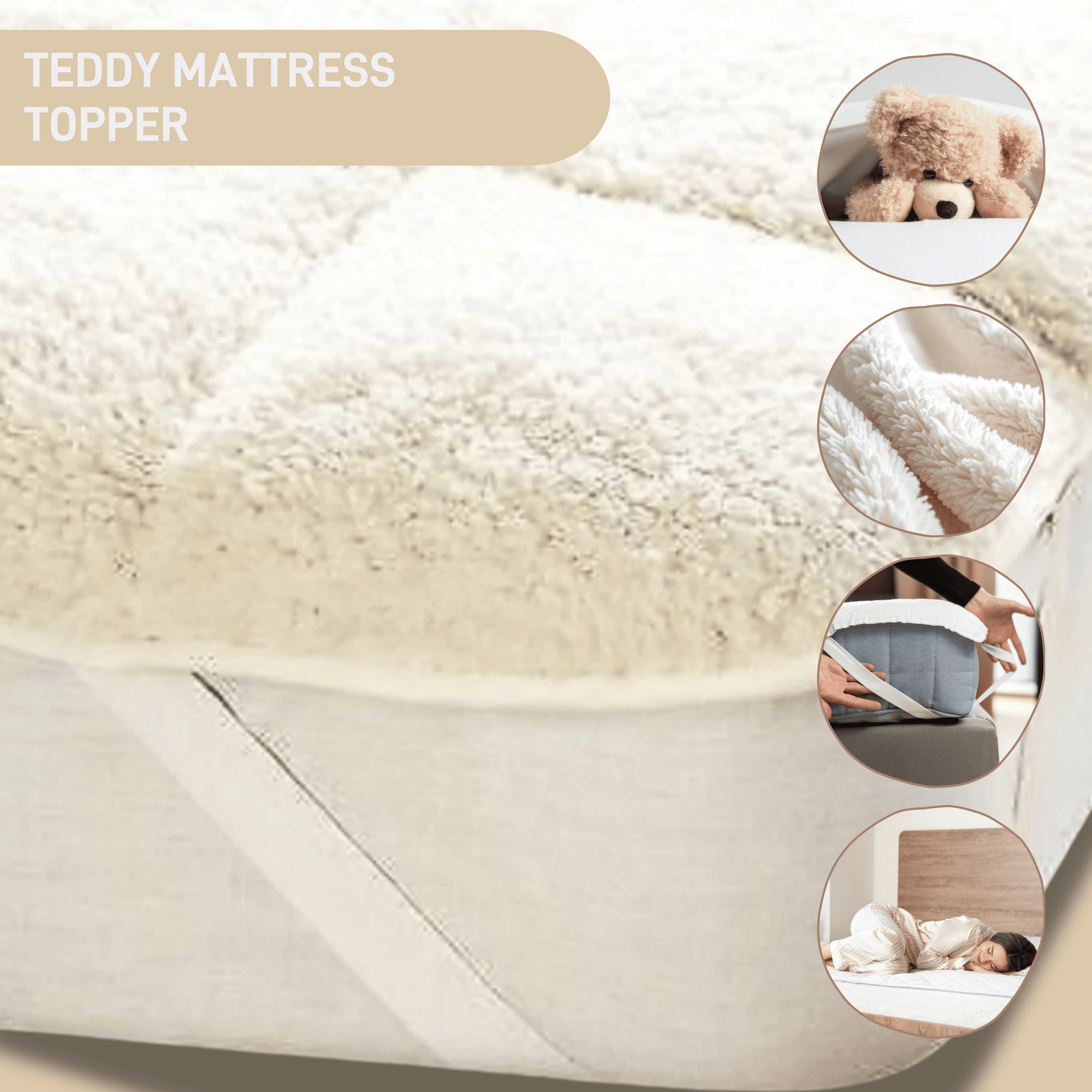 Supreme Comfort Extra Deep Dual-Sided Fluffy Teddy Mattress Topper for Warmth and Cooling OEKO-TEX Certified Fits Single Double King Super King