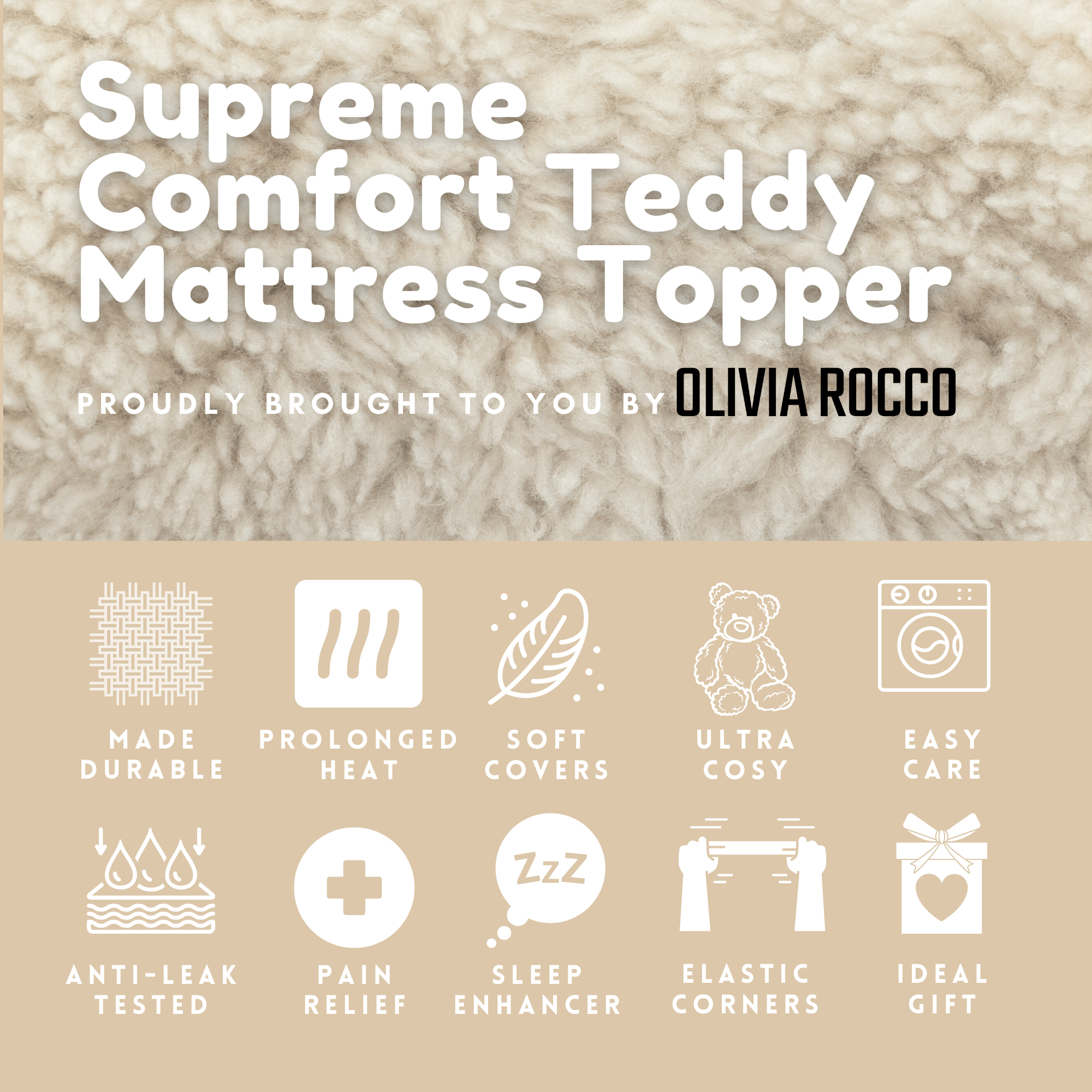 Supreme Comfort Extra Deep Dual-Sided Fluffy Teddy Mattress Topper for Warmth and Cooling OEKO-TEX Certified Fits Single Double King Super King