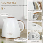 Cream electric kettle with water level indicator and auto off feature