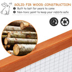 Solid wood guinea pig hutch frame with close-up of natural log grain detail