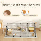 Black metal wire pet playpen enclosure with included divider sections for small animals