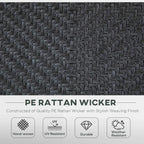 Grey woven PE rattan style chair back and seat material close-up