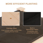 Rectangular wooden raised bed with black non-woven fabric lining and drainage holes