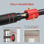 Adjustable door pull-up bar with red end caps for 92–120 cm door frames
