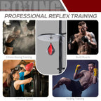 Reflex speed bag training set with wall platform and hanging red/black training bag.
