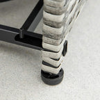 Grey rattan gas fire pit table leg with adjustable base foot