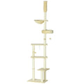 230-250cm Floor-to-Ceiling Climbing Cat Tree Tower - Beige - Bobobiy