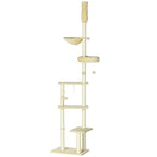 PawHut 230 250cm Floor to Ceiling Climbing Cat Tree Tower Beige