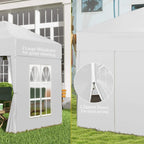 White pop-up gazebo with two large window panels and two zippered door panels
