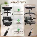 Black heavy-duty office chair with metal base, PU wheels, and gas lift