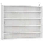 White display cabinet with glass doors and adjustable shelves, wall-mounted