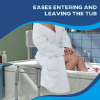 White shower transfer bench with armrests and backrest for tub entry and support