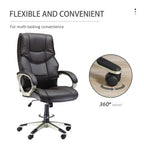 High-back faux leather office chair with 360° swivel and padded seat