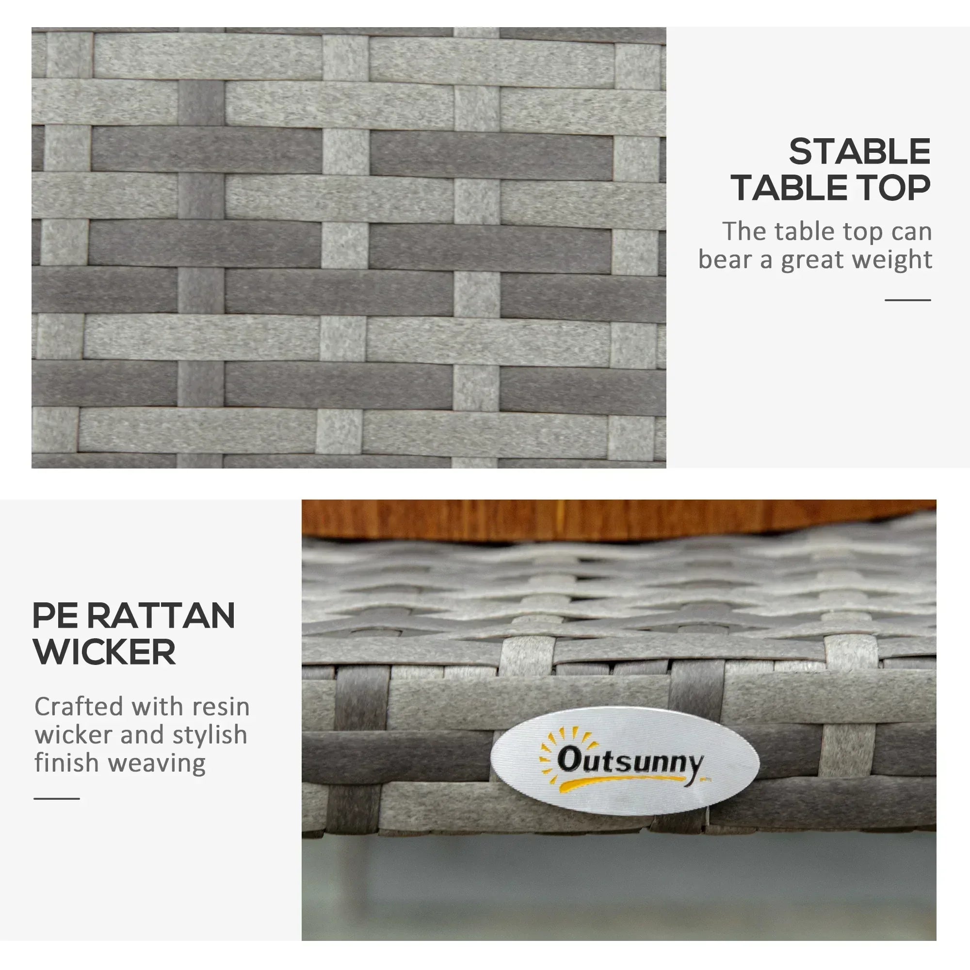 PE Wicker Rattan Garden Coffee Table - Mixed Grey - Bobobiy