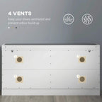 White shoe storage bench base with four ventilation vents