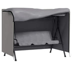 Light grey three-seater swing chair protective cover with zip front and fitted hem