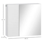 White bathroom mirror cabinet with mirrored double doors and flat rectangular design