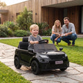 Black licensed Range Rover-style ride-on electric car viewed from the front
