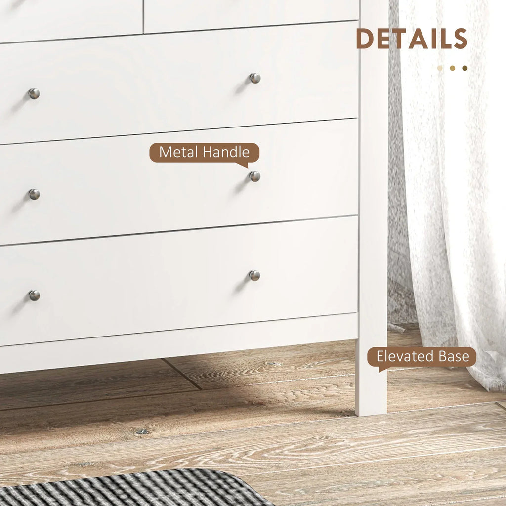 5 Drawer Dresser for Bedroom, Modern Chest of Drawers, Wide Storage Unit for Living Room, Hallway, Closet, White - Bobobiy