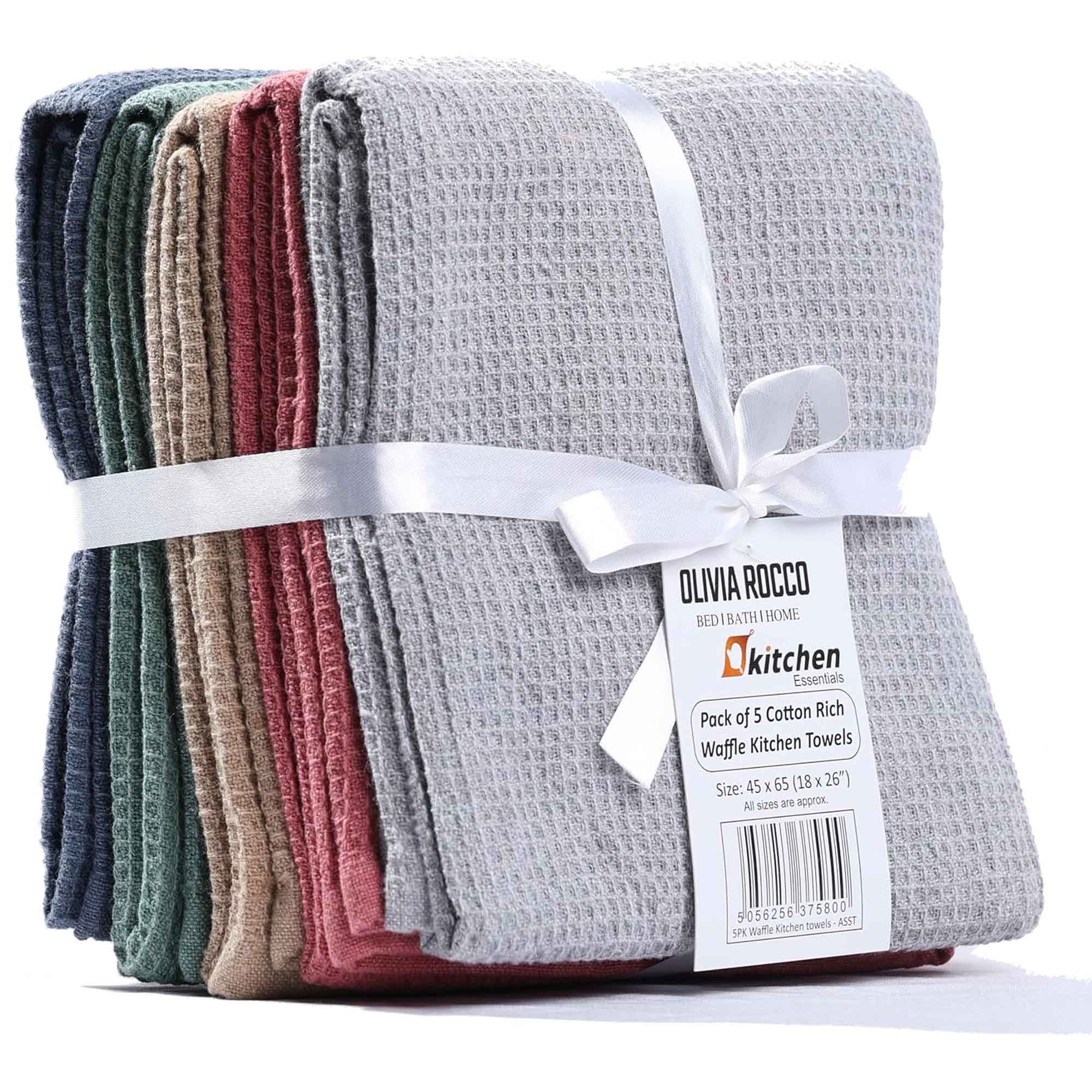 20 Pack Tea Towel Waffle Kitchen Tea Towels Cotton Absorbent Long Lasting Catering Bar Dish Towel Assorted