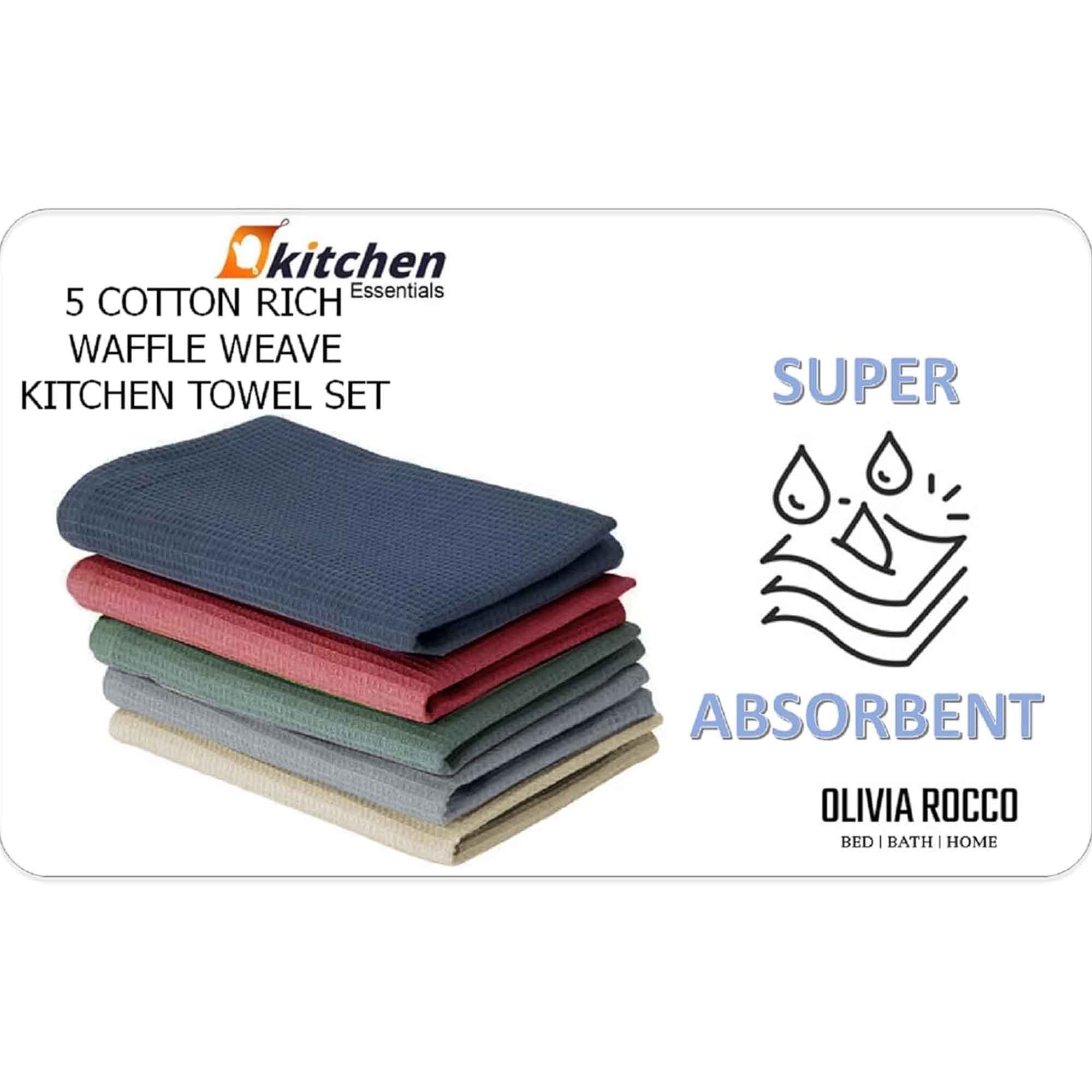 20 Pack Tea Towel Waffle Kitchen Tea Towels Cotton Absorbent Long Lasting Catering Bar Dish Towel Assorted