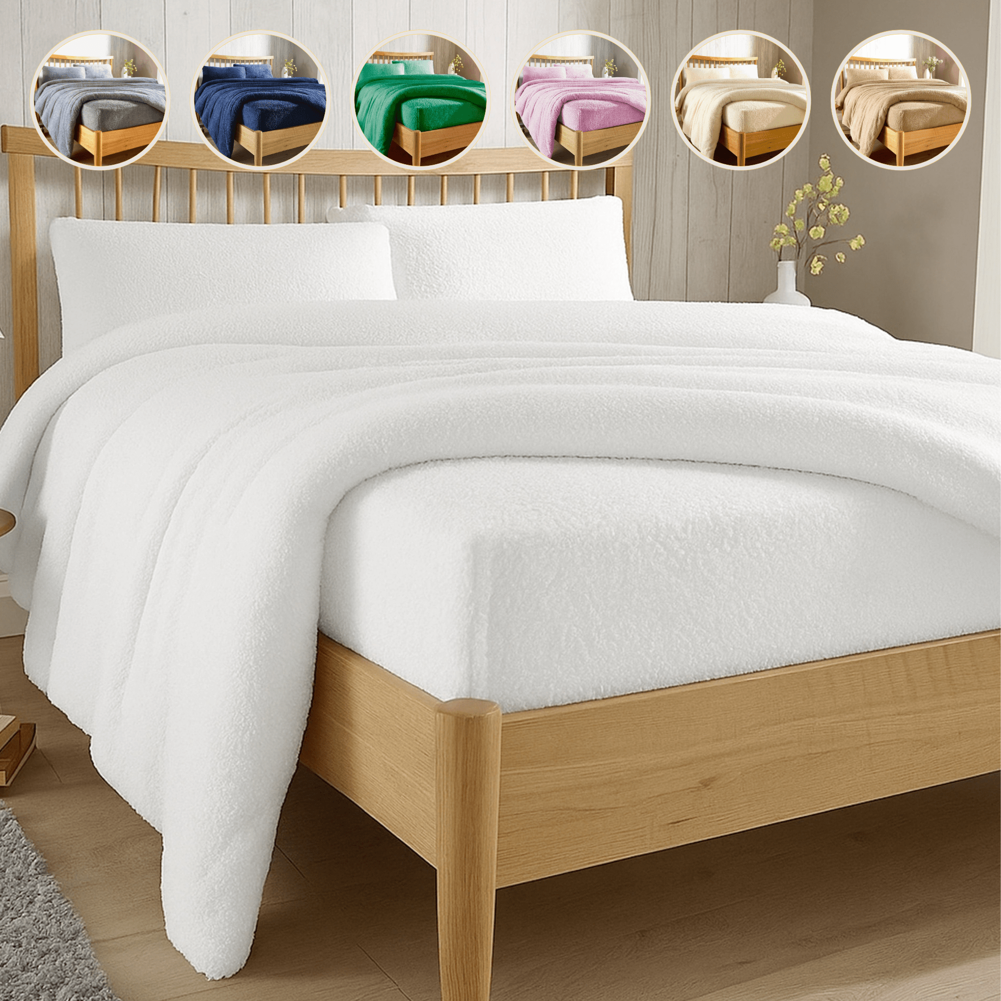 Teddy Fleece Extra Deep Fitted Sheet Plush Super Soft Warm Bedding for Winter Snug Fit Elastic Edges Multiple Sizes Stylish Colours Fluffy Bedding
