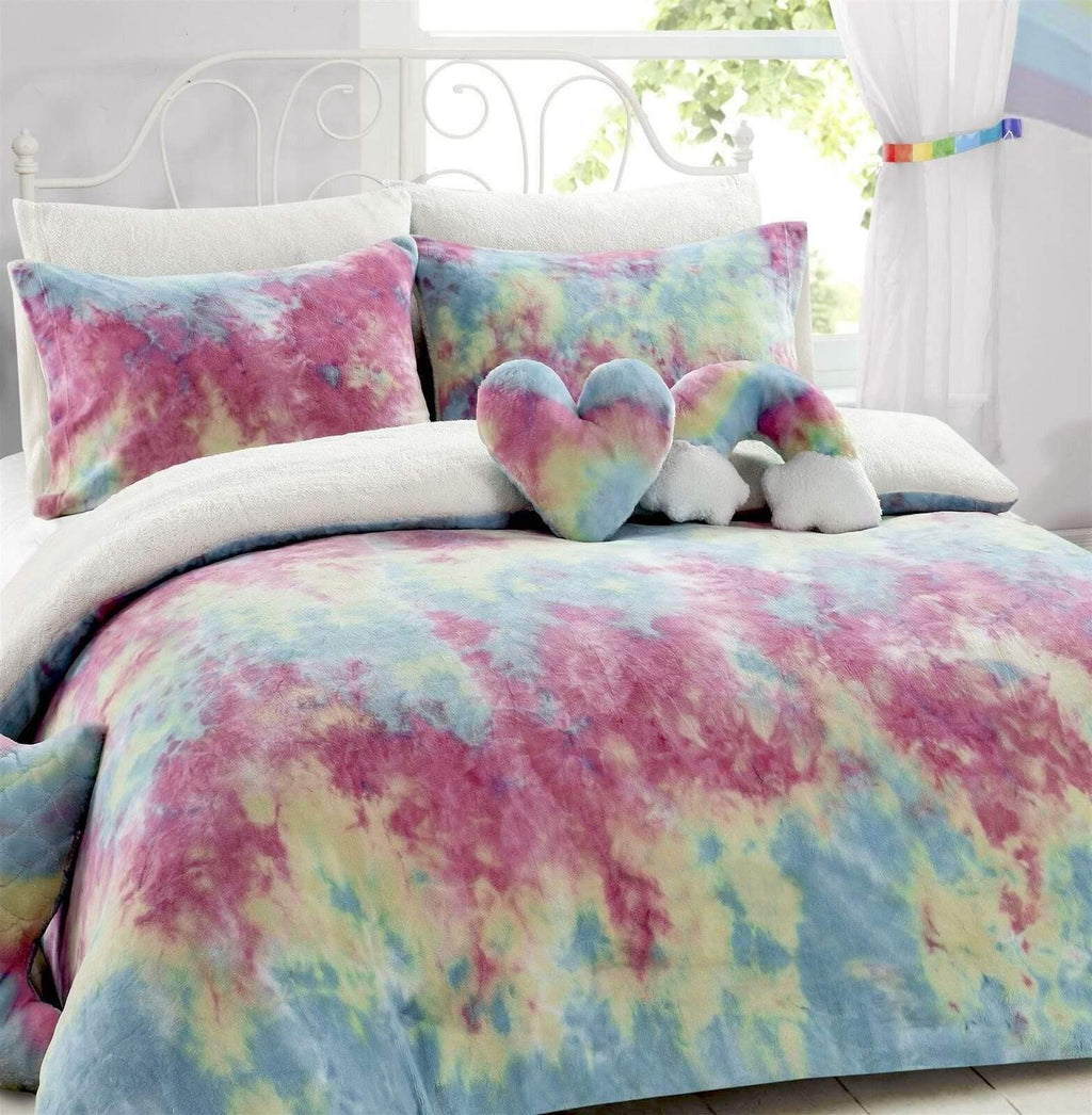 tie-dye-rainbow-ultra-soft-teddy-fleece-duvet-set-for-kids-reversible-bedding-with-cushion-and-throw-single-and-double-beds-by-olivia-rocco-duvet-cover-572460626 - Bobobiy