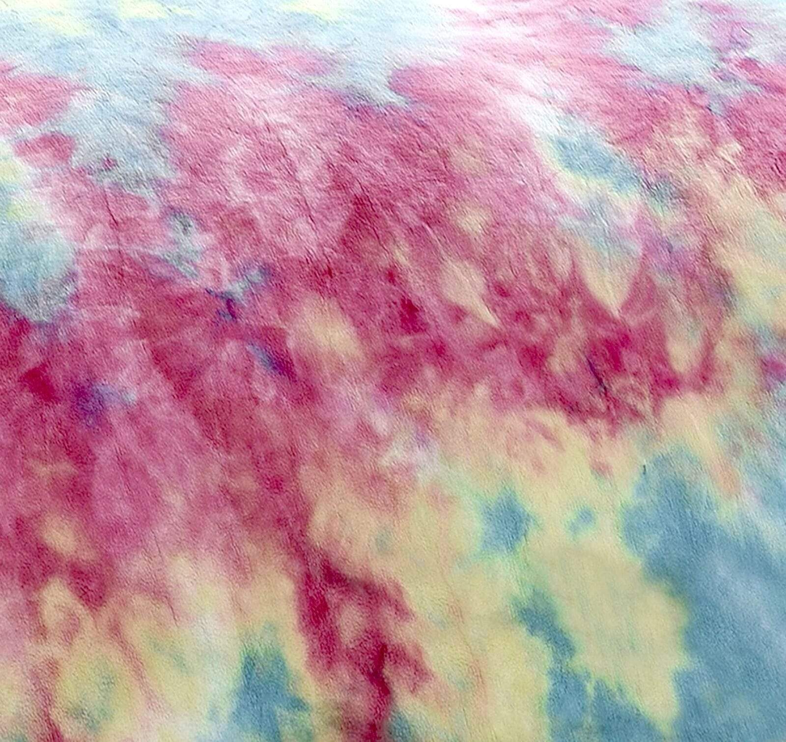 Tie Dye Rainbow Ultra-Soft Teddy Fleece Duvet Set for Kids Reversible Bedding with Cushion and Throw Single and Double Beds