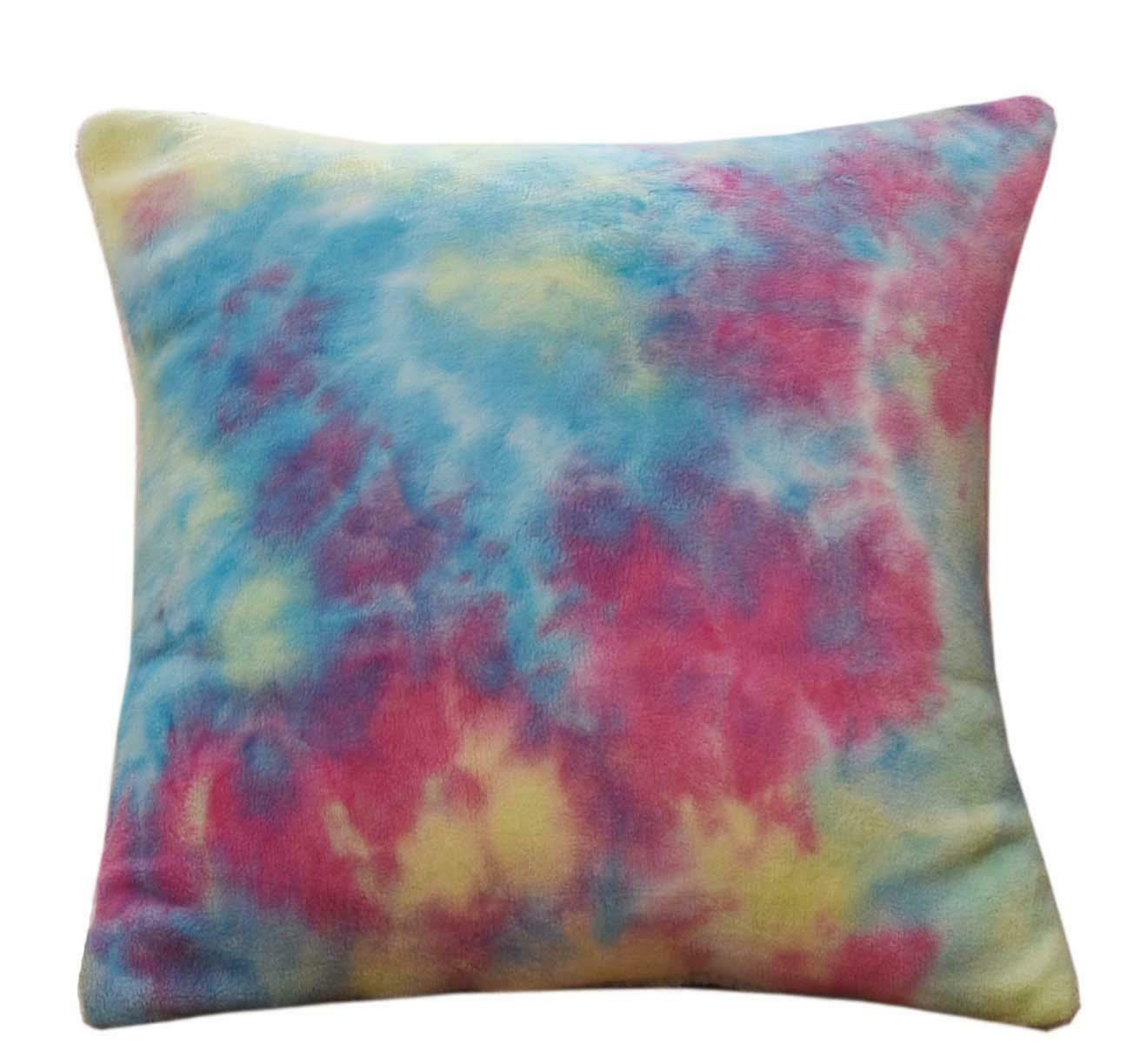 Tie Dye Rainbow Ultra-Soft Teddy Fleece Duvet Set for Kids Reversible Bedding with Cushion and Throw Single and Double Beds