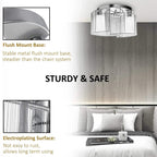 Semi-flush mount base with silver finish and two cream glass shades