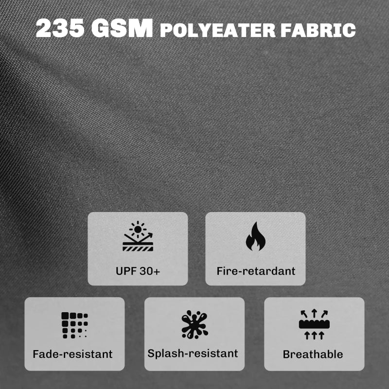 Dark grey polyester fabric close-up for round outdoor seat cushions