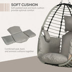 Outsunny Single Rattan Hanging Egg Chair, with Seat Cushion Grey