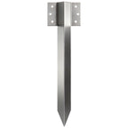 Galvanised steel sleeper bracket stake, silver finish with fixing holes