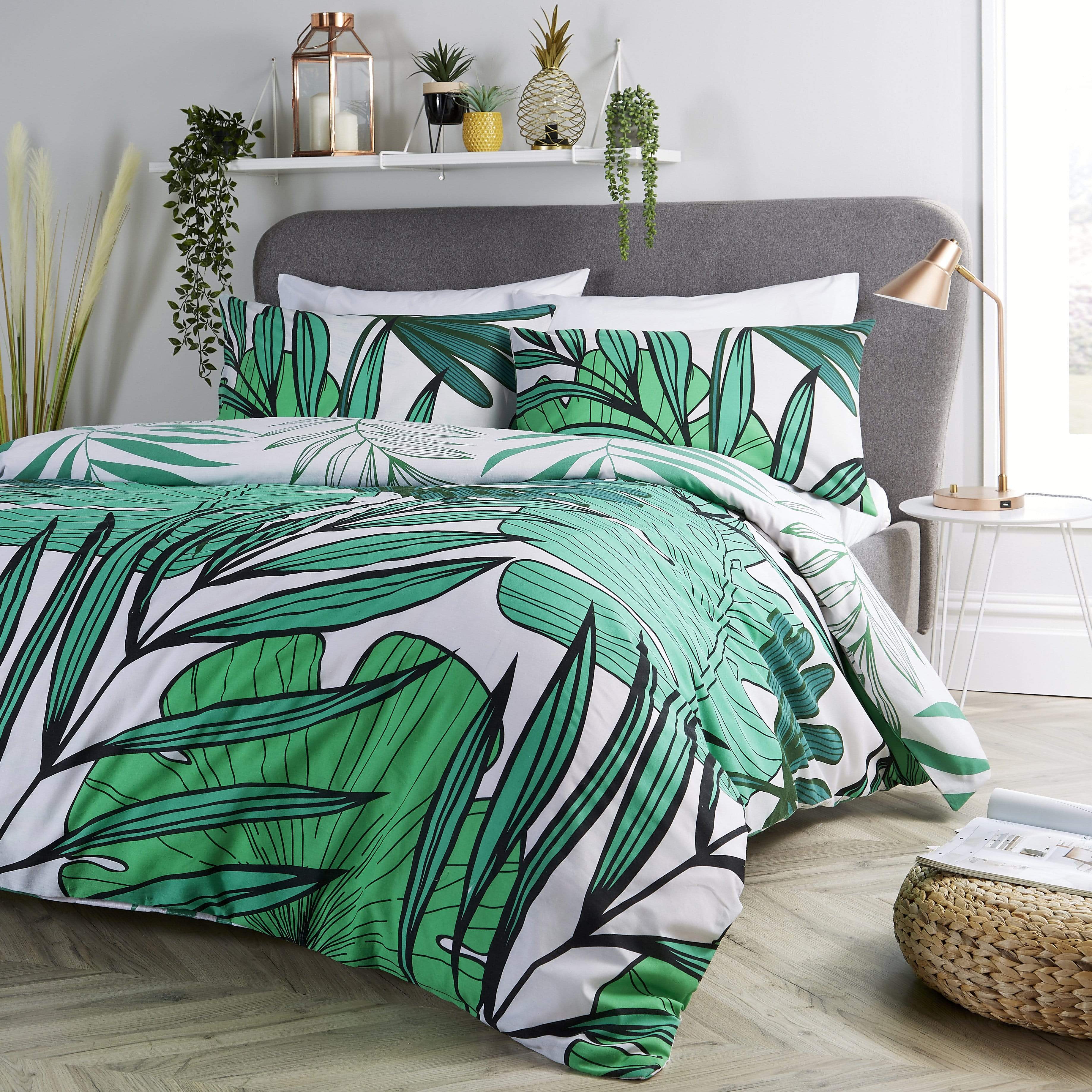 Tropical Leaf Reversible Luxurious Duvet Set Soft Cotton Rich Bedding in Single Double King Sizes with Premium Vibrant Botanical Designs